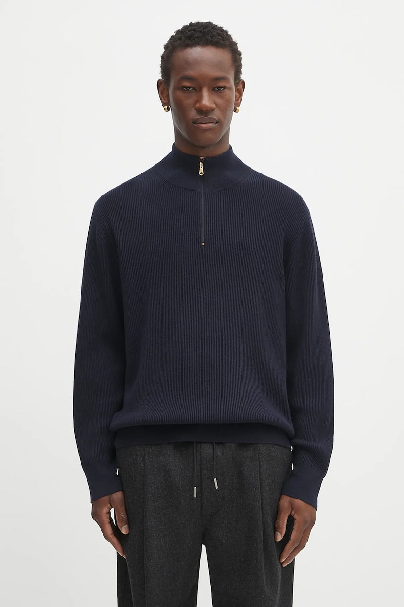 Džemper Paul Smith Paul Smith Half Zip Knit Sweater Tamnoplava | M1R.534Z.T02763