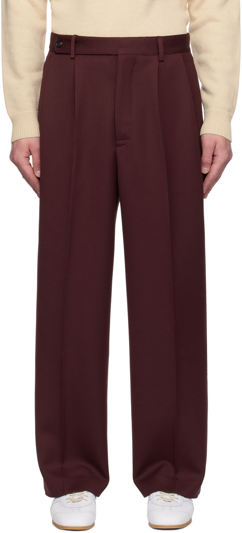 Hlače Bode Twill Braided Trousers Tamnocrvena | MRF24BT034
