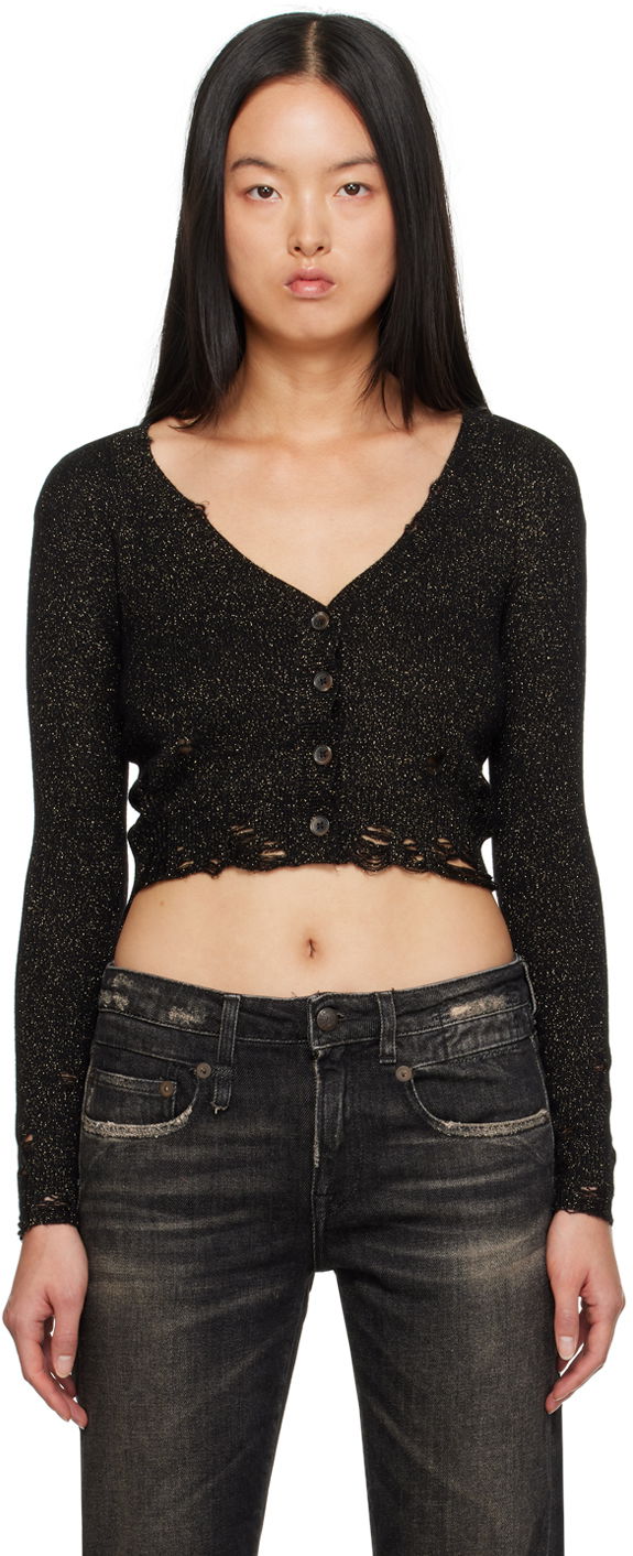 Džemper R13 R13 Distressed Cropped Cardigan Crna | R13WY150-Y103B