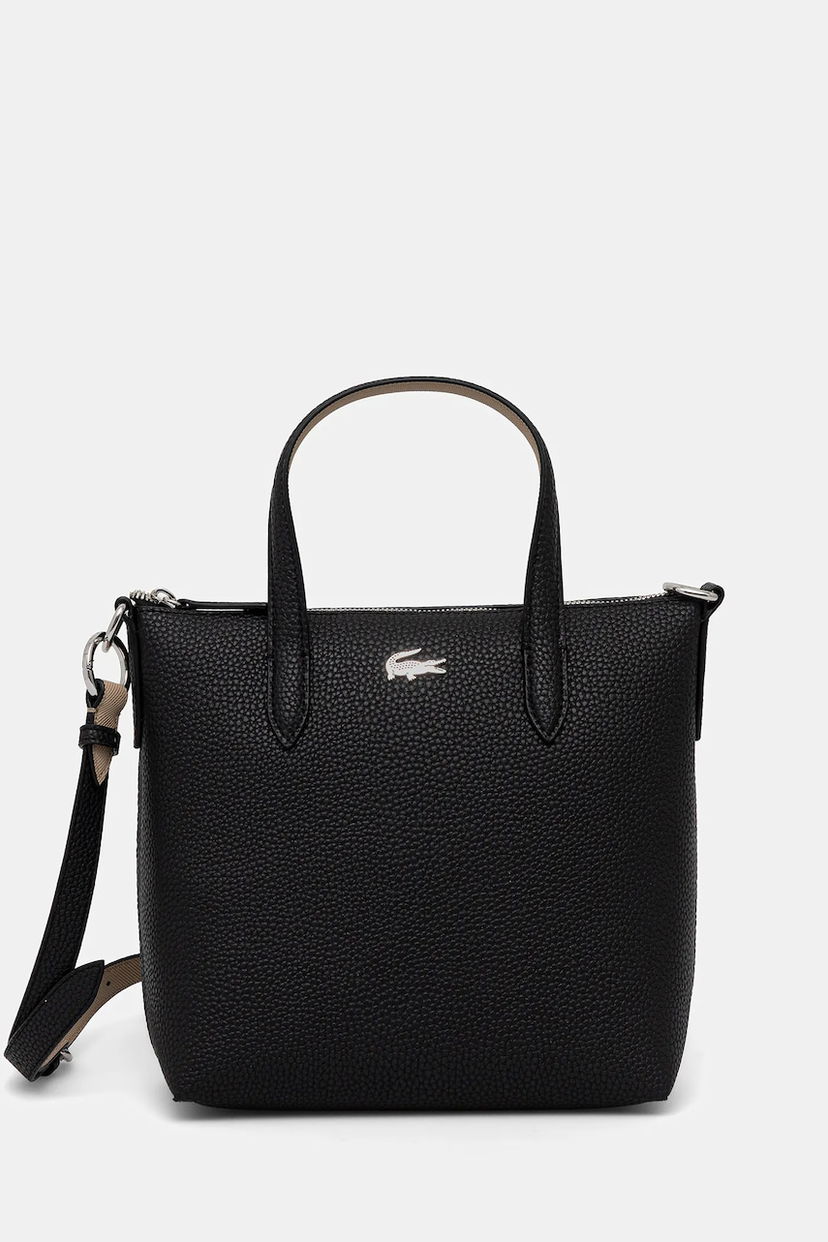 Tote bag Lacoste Pebbled Mini Tote Bag with Shoulder Strap Crna | NF5126AA
