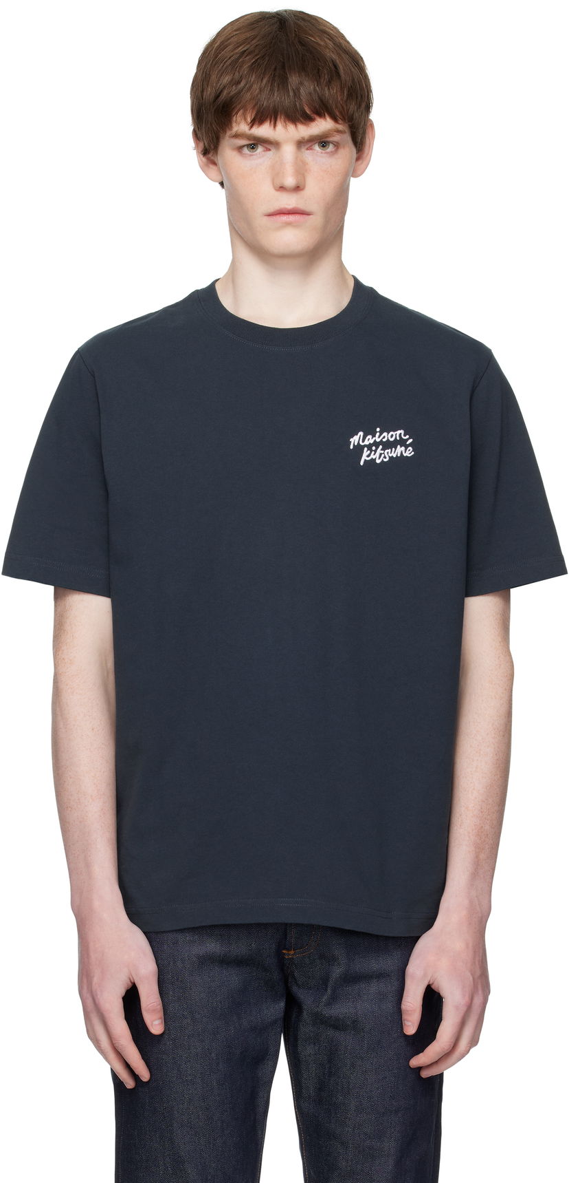 Majica kratkih rukava MAISON KITSUNÉ Maison Kitsuné Handwriting Comfort T-Shirt Tamnoplava | MM00126KJ7025