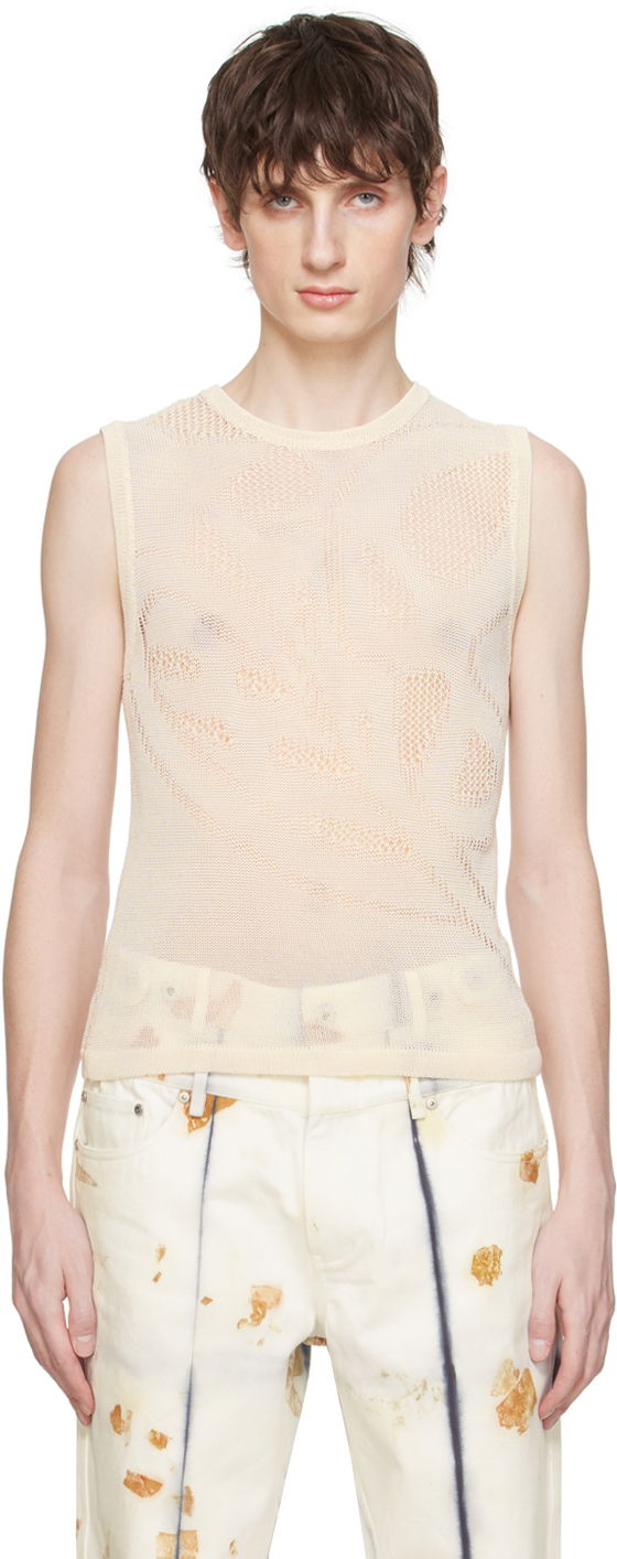 Majica bez rukava Feng Chen Wang Feng Chen Wang Open Knit Tank Top Bež | FUS17KT01W