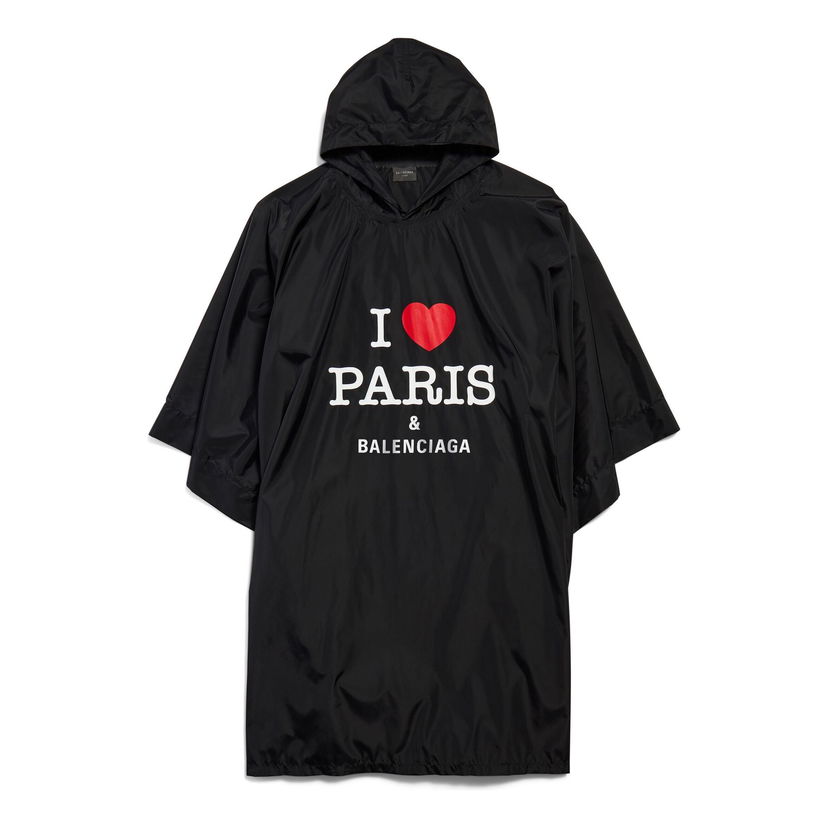 Vjetrovka Balenciaga Balenciaga I Love Paris Poncho Crna | 812055TRO591000