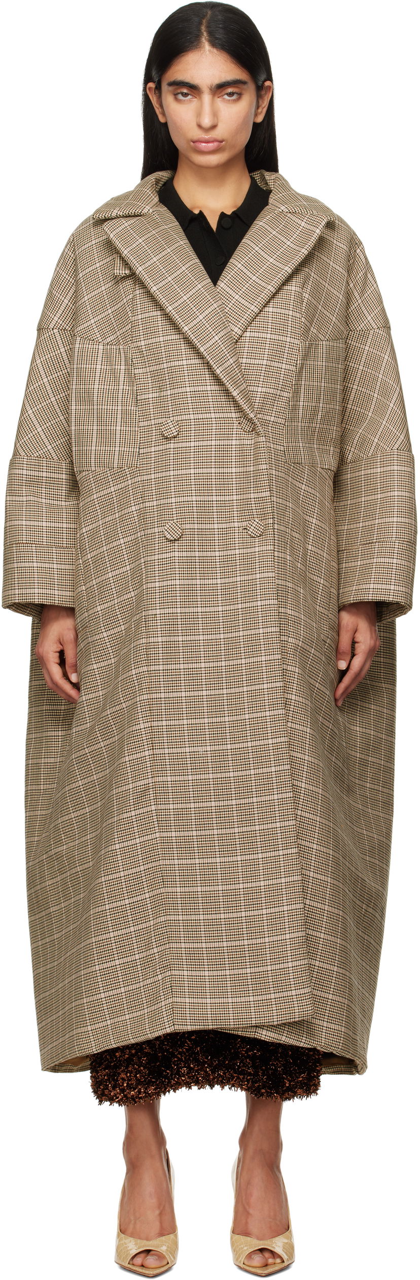 Kaputi Dries Van Noten Dries Van Noten Long Plaid Coat Smeđa | 242-010211-9352
