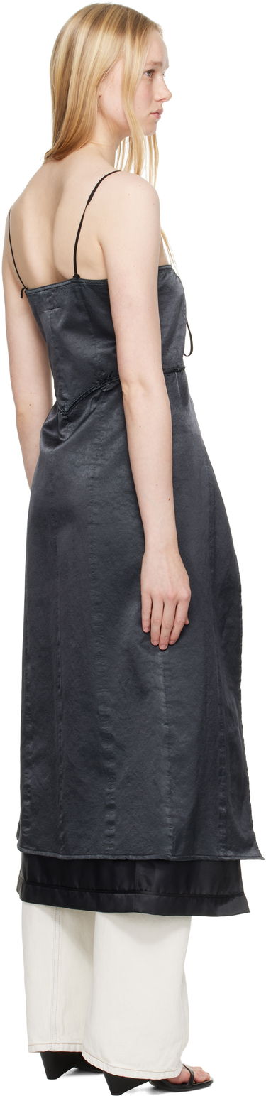 Haljina Maison Margiela MM6 Maison Margiela Washed Viscose Satin Tie-Front Dress Top Crna | S62DD0041 M35452, 2
