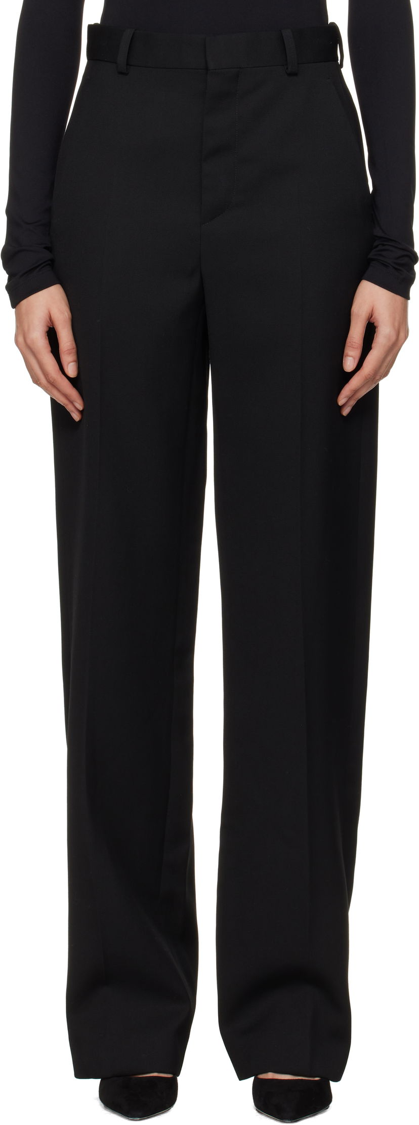 Hlače WARDROBE.NYC Straight Leg Trousers Crna | W2214F24WO