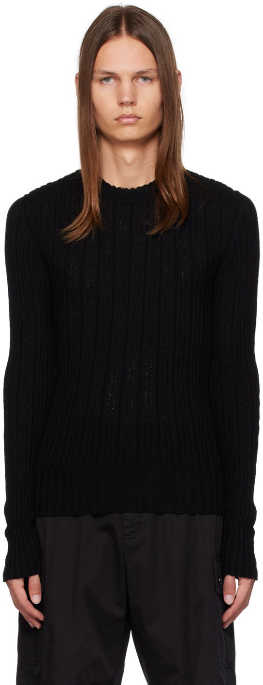 Džemper Dolce & Gabbana Black Ribbed Sweater Crna | GXN49TJEMJ4