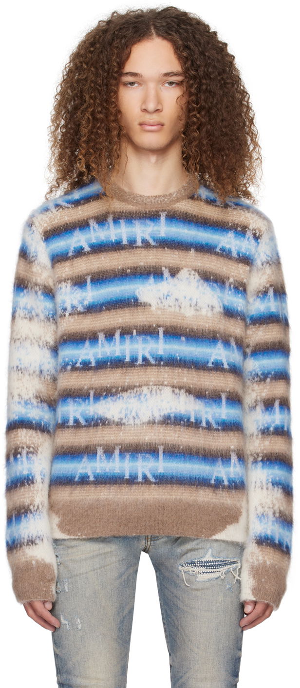 Džemper AMIRI Staggered Striped Sweater Plava | PS24MKL009