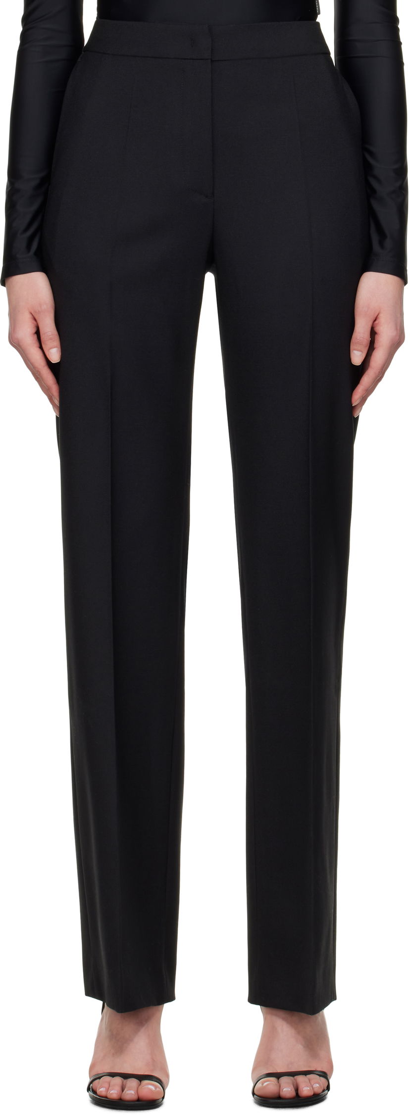 Hlače Marine Serre Marine Serre Virgin Wool Twill Wide Leg Trousers Crna | WPA154A RWOV0001