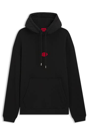 Dukserice BOSS Cotton-blend hoodie with waxed-stamp logo Crna | 50546717
