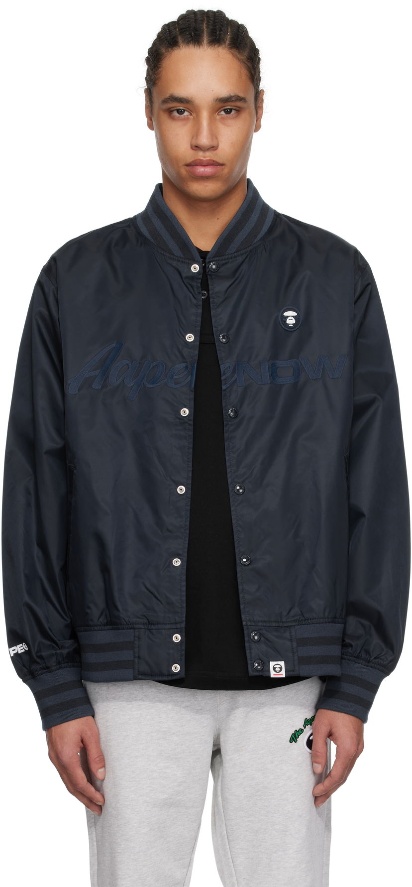 Bomber jakna AAPE by A Bathing Ape AAPE by A Bathing Ape 'AAPE Now' Varsity Bomber Jacket Tamnoplava | AAPLJM7702XXNNYD