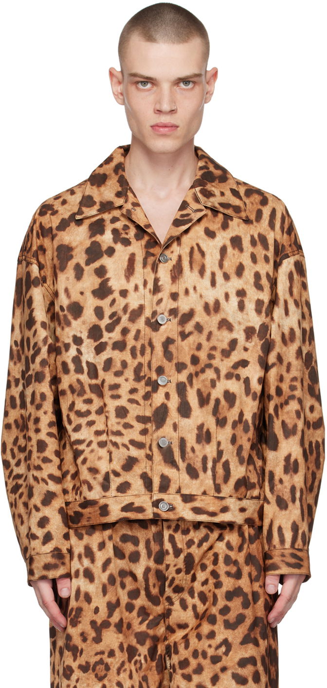 Jakna We11done We11done Allover Print Jacket Smeđa | WD-JK1-23-245-U-BR