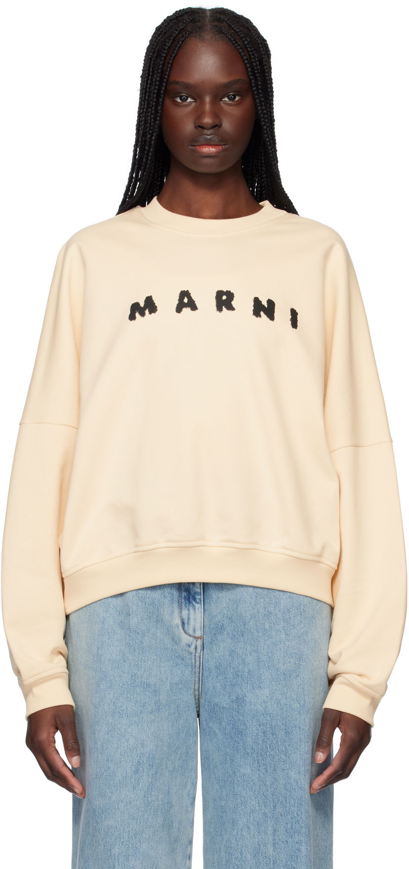 Dukserice Marni Marni Crewneck Sweatshirt Bež | FLJE0185P7 USCX43