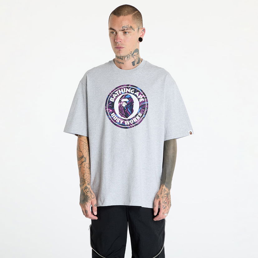 Majica kratkih rukava BAPE A BATHING APE Marbling Camo Busy Works Relaxed Fit Tee Gray Siva | 001TEK801324M GRA