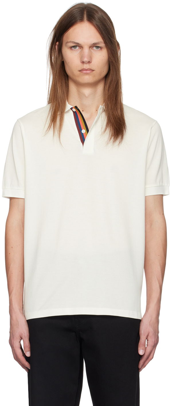 Polo majica Paul Smith Paul Smith Artist Stripe Placket Polo Bijela | M1R-698PP-L00086-01