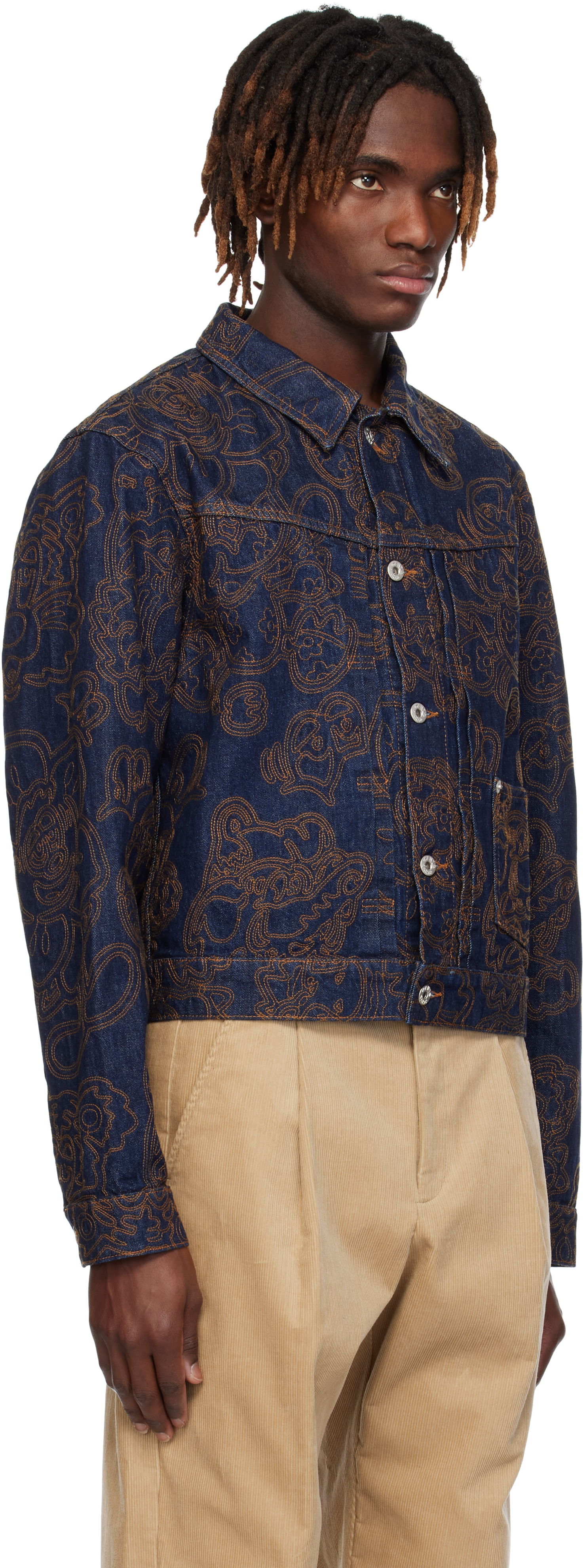 Jakna KENZO Kenzo Paris VERDY Edition Embroidered Denim Trucker Jacket Plava | FF55DV3096V1, 1