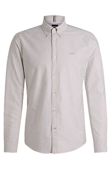 Košulja BOSS Slim Fit Striped Oxford Cotton Shirt Bež | 50520275