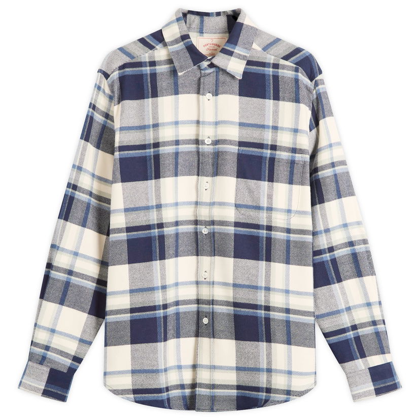 Košulja Portuguese Flannel Portuguese Flannel Men's Beck Check Flannel Shirt, S Plava | AW25010-NBW