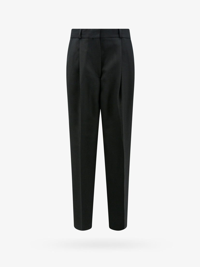 Hlače TOTEME Pleated Straight-Leg Trousers Crna | 234WRTWBM109FB0026001
