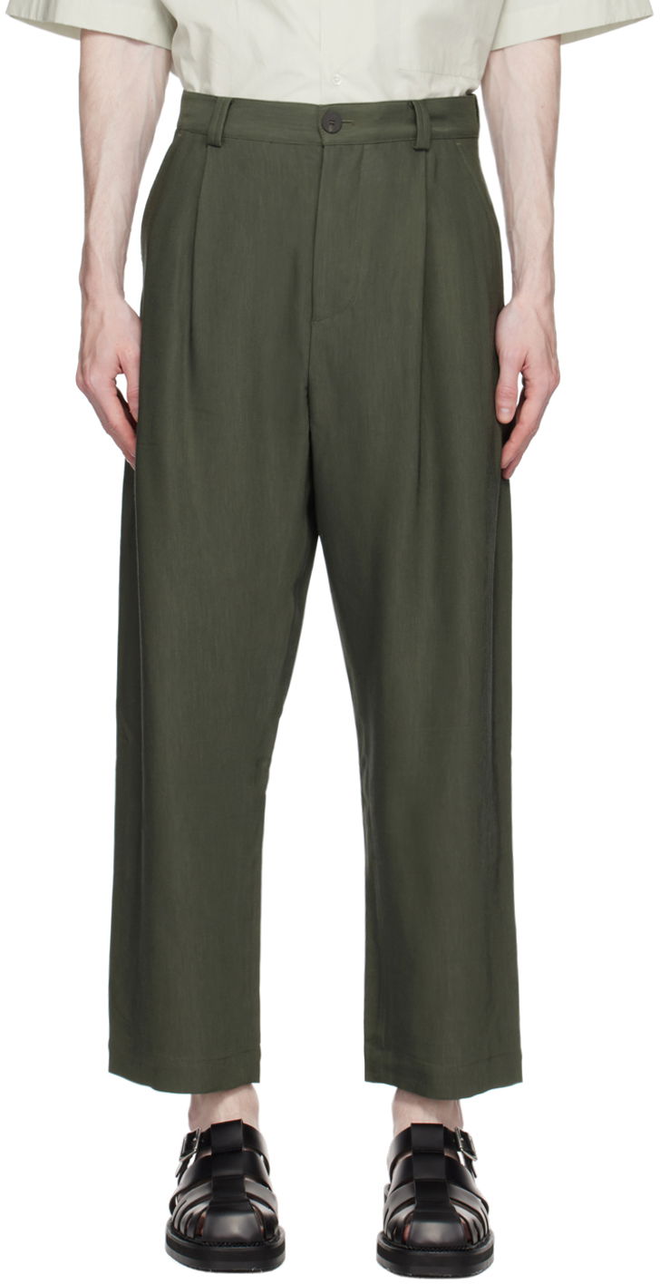 Hlače Studio Nicholson Studio Nicholson Tuck Trousers Zelena | TUCK SNM-787, 0