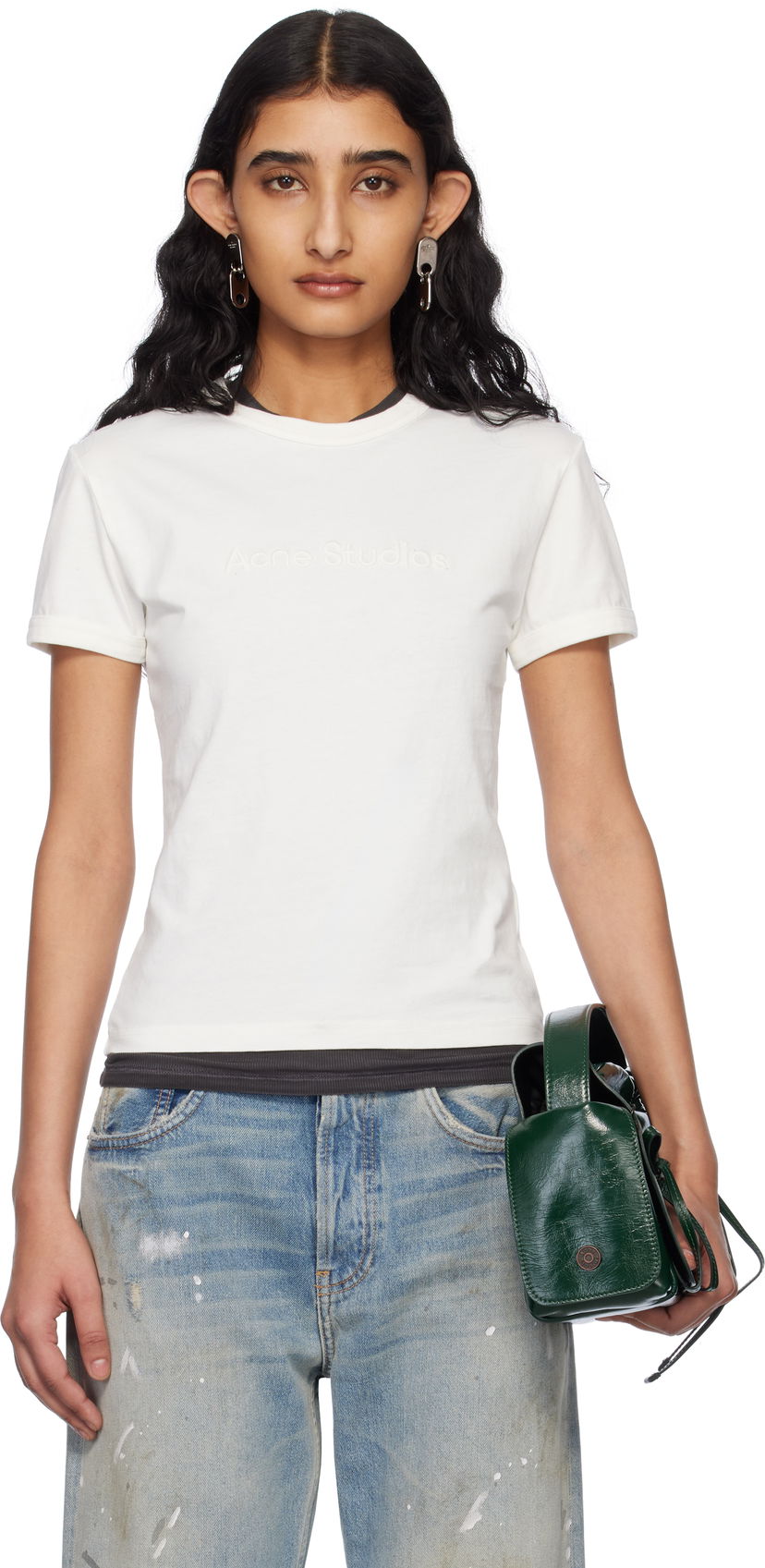 Majica kratkih rukava Acne Studios Acne Studios Fitted Logo T-Shirt Bijela | AL0469-