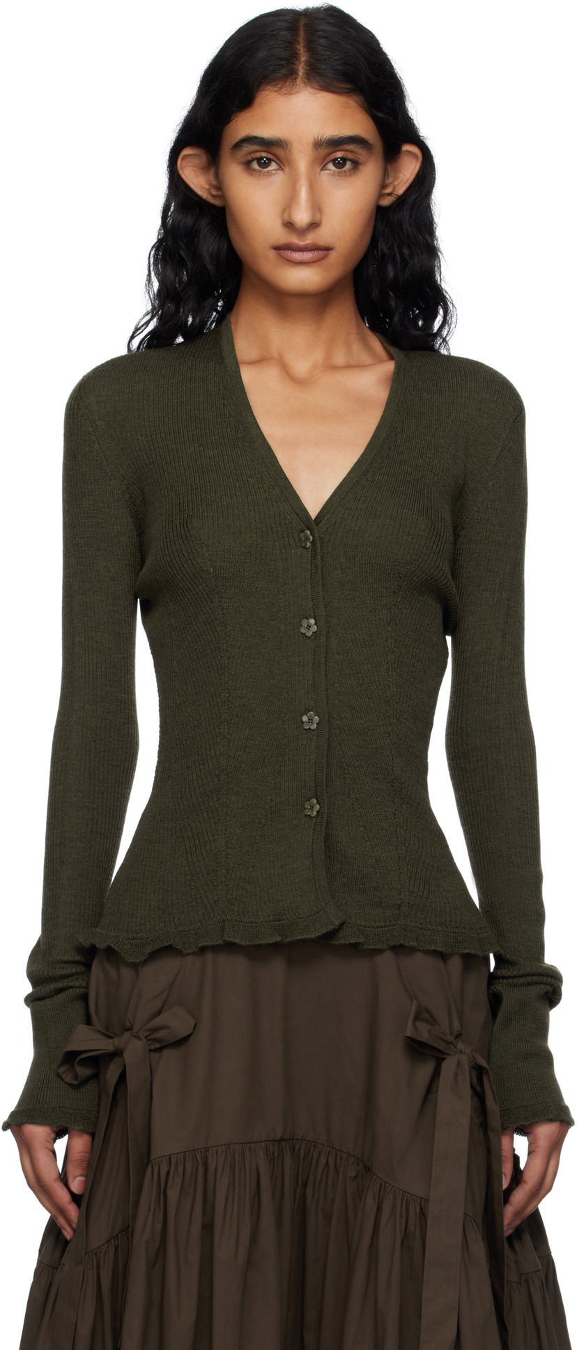 Džemper Cecilie Bahnsen Cecilie Bahnsen Bessie Knit Cardigan Zelena | 2.25KNI52003 BESSIE CARDIGAN