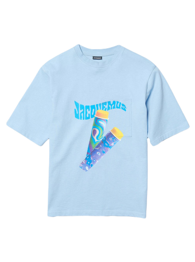 Majica kratkih rukava Jacquemus Le T-Shirt Paisley Sorbet Logo Boxy Fit T-Shirt Print Plava | 226JS049-2099-3CD