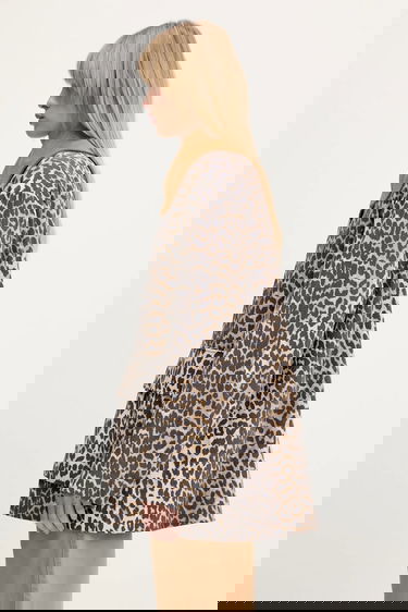 Kaputi GANNI Ganni Leopard Print Canvas Midi Jacket Bež | W0391, 4