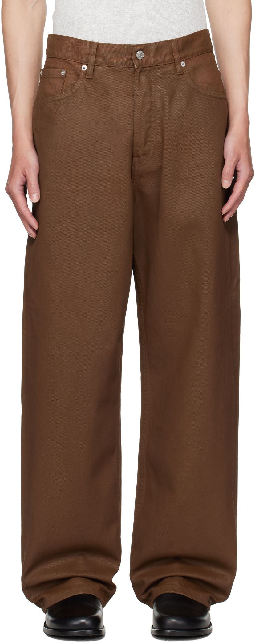 Jeans Dries Van Noten Dries Van Noten Loose Fit Coated Jeans Smeđa | 252-020927-2383