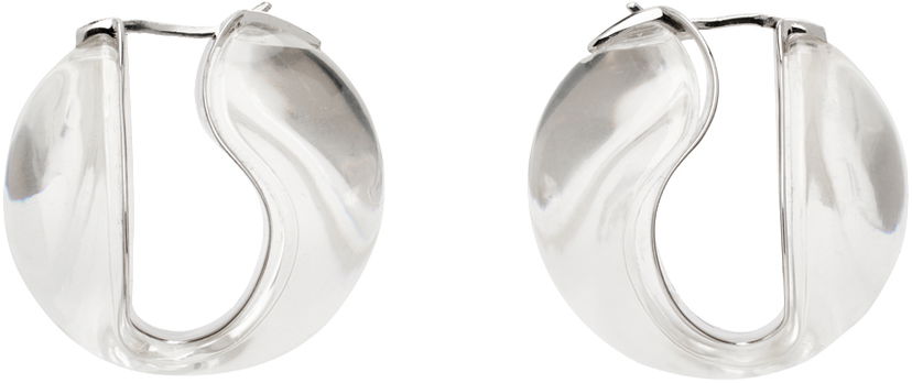 Naušnice Coperni Coperni Silver & Transparent Logo Hoop Earrings Metalik | COPBI04J1007