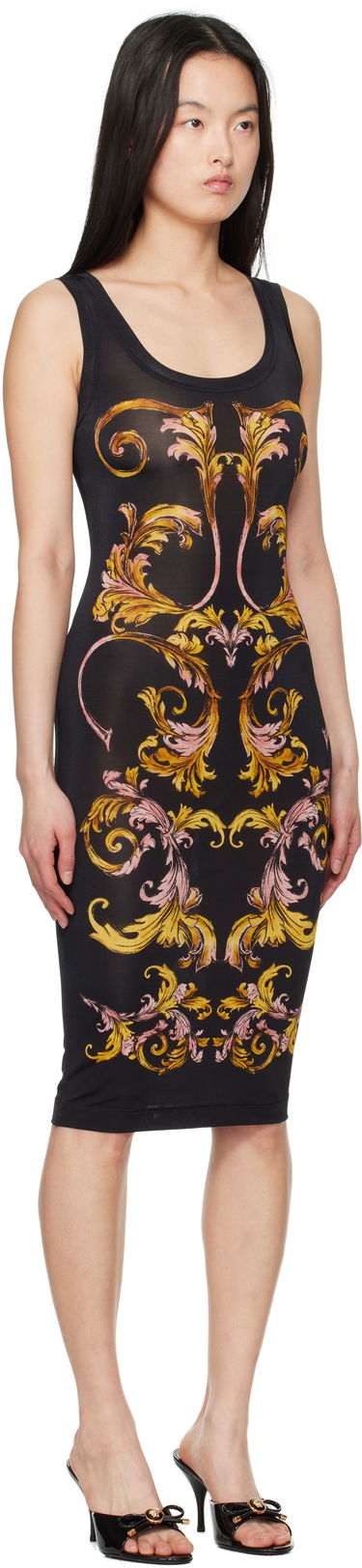 Haljina Versace Versace Jeans Couture Outline Barocco Slip Midi Dress Crna | E78HAO9P6_EJS473, 1