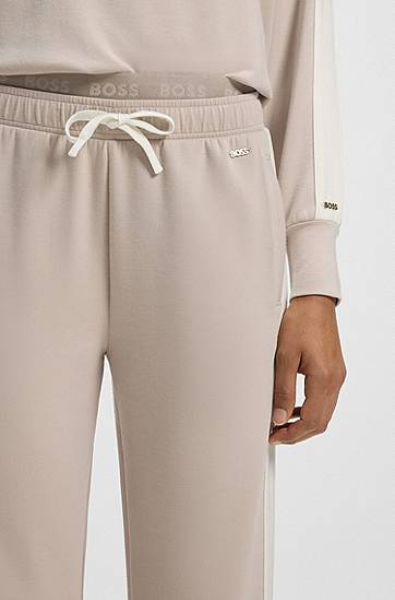 Trenerka BOSS Contrast-trim tracksuit bottoms with double waistband Bež | 50550717, 1