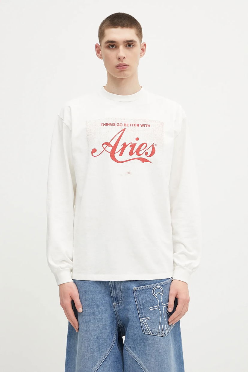 Majica kratkih rukava Aries Aries Faded Cola LS Tee Long Sleeve T-Shirt Bijela | AR6265203