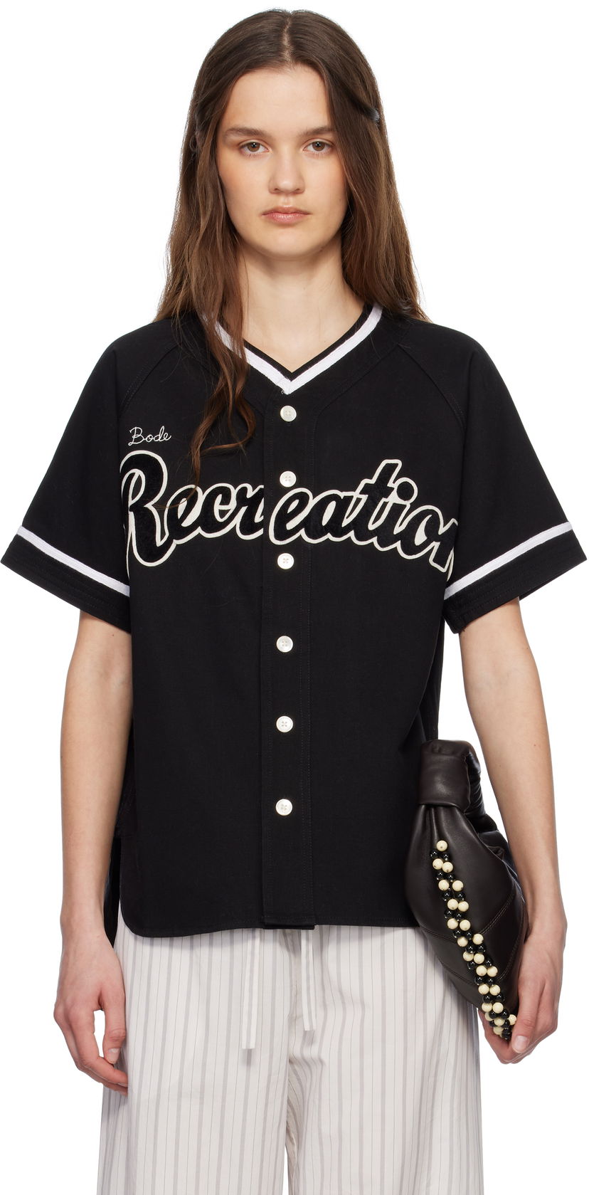 Dres Bode Bode Recreation Baseball Jersey Shirt Crna | MRS25SH040