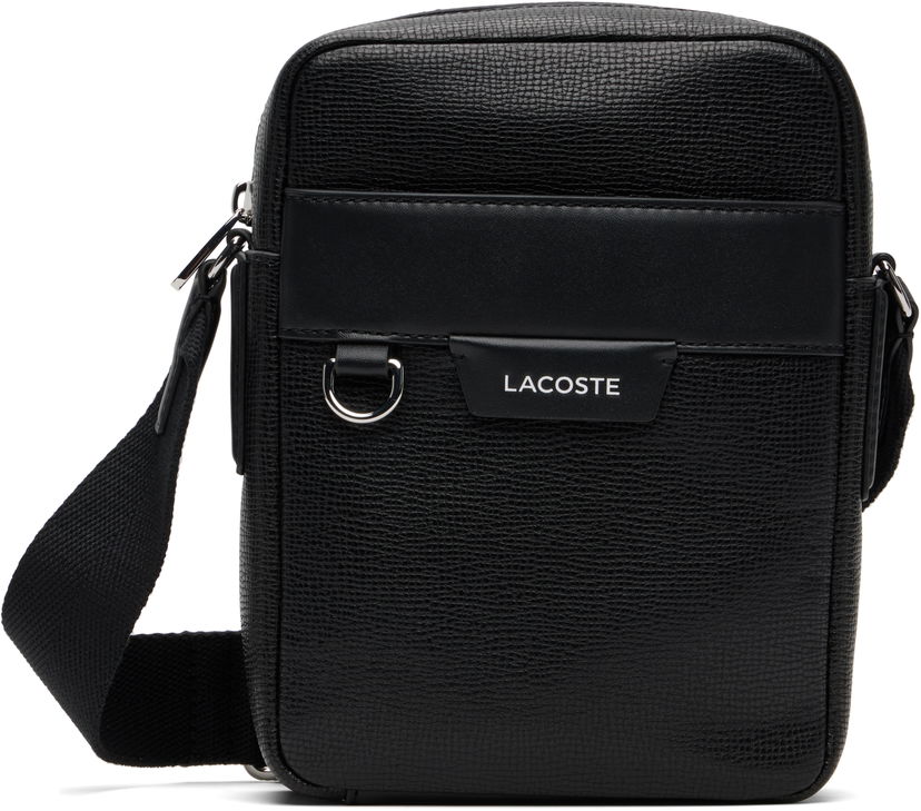 Torba za rame Lacoste Ossian Leather Satchel Bag Crna | NH5047OI_000