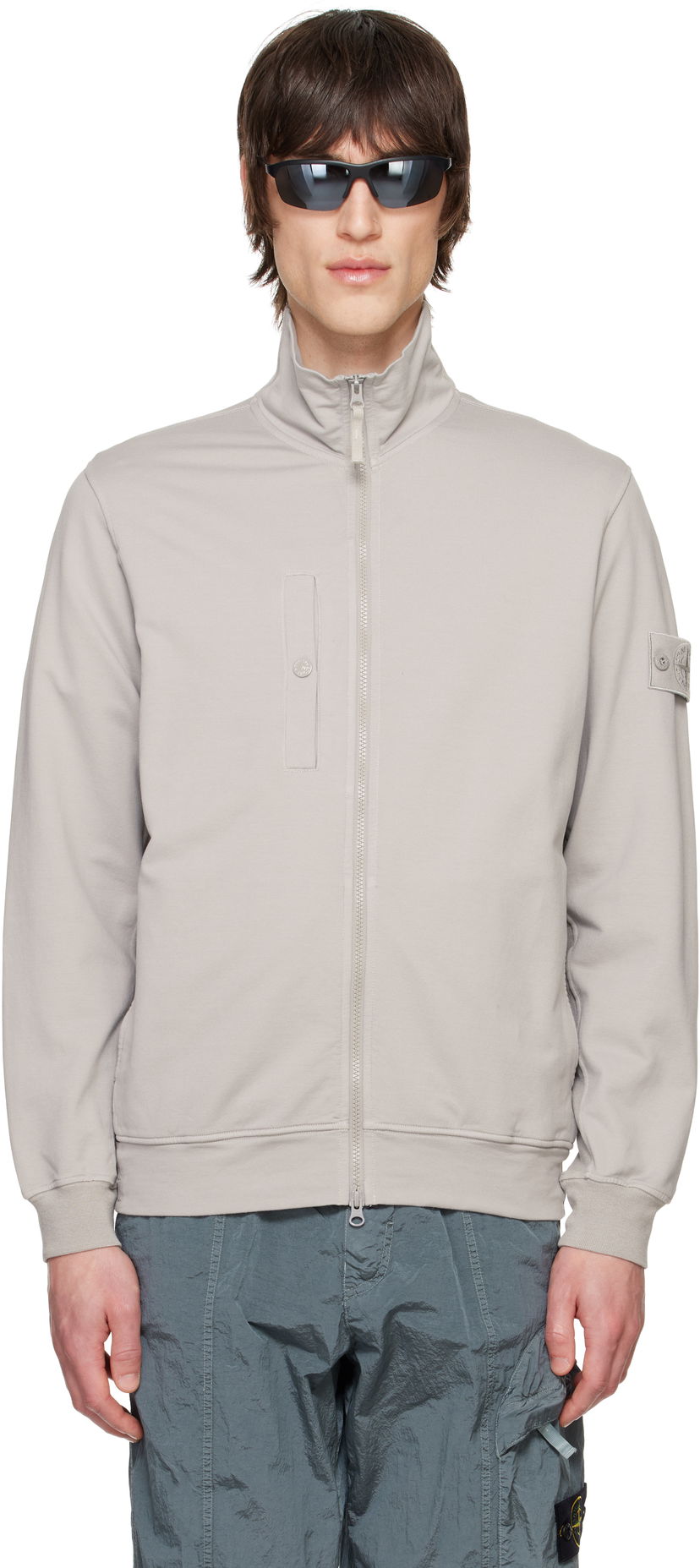 Džemper Stone Island Stone Island Stretch Zip-Up Jacket Siva | K1S15 6100012 S00F3