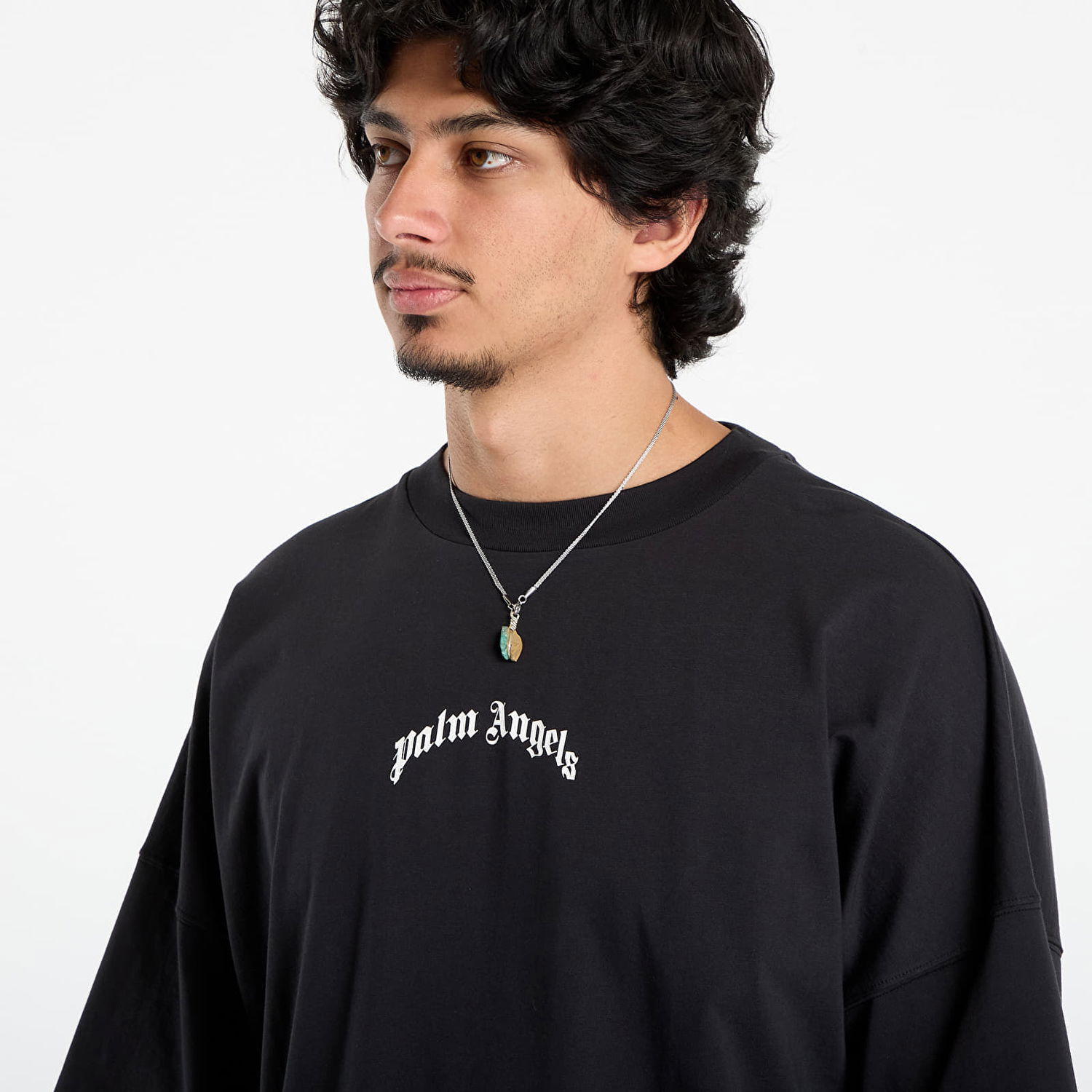 Majica kratkih rukava Palm Angels Palm Angels Back Curved Logo Over T-Shirt Crna | PMAA10BF25JER0011003, 1