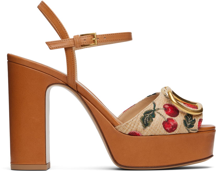 Njega cipela Valentino Valentino Garavani VLogo Signature Cherryfic Platform Sandals Smeđa | 6W0S0FG2NNX
