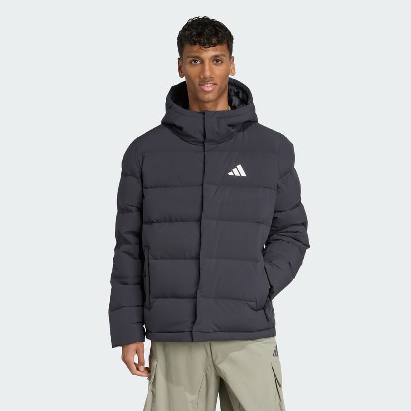 Pernata jakna adidas Performance Helionic CLIMAWARM Hooded Down Puffer Jacket Crna | JN2099