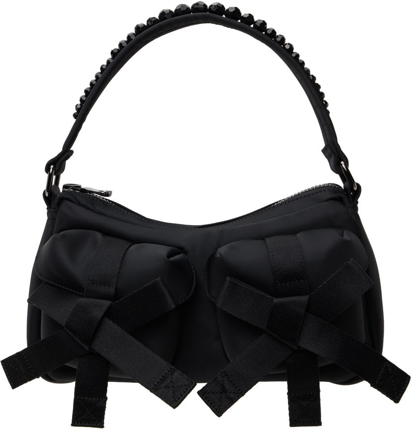 Ručna torbica Simone Rocha Simone Rocha Beaded Utility Bow Pochette Bag Crna | BAG176B 0761