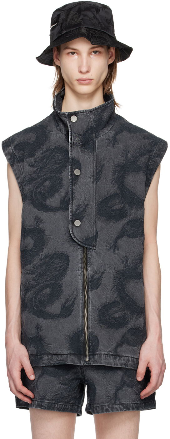 Prsluk Feng Chen Wang Feng Chen Wang Dragon Denim Vest Crna | FUS17VS04