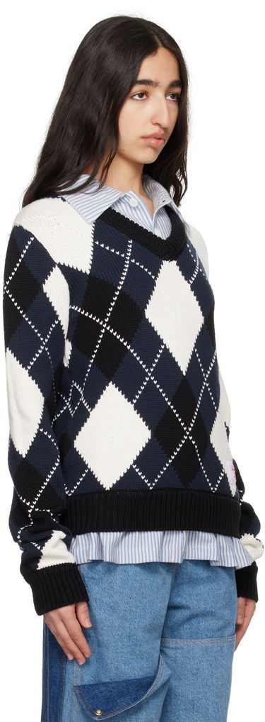 Džemper Charles Jeffrey Loverboy Charles Jeffrey LOVERBOY Argyle V-Neck Sweater Tamnoplava | 54091501, 1