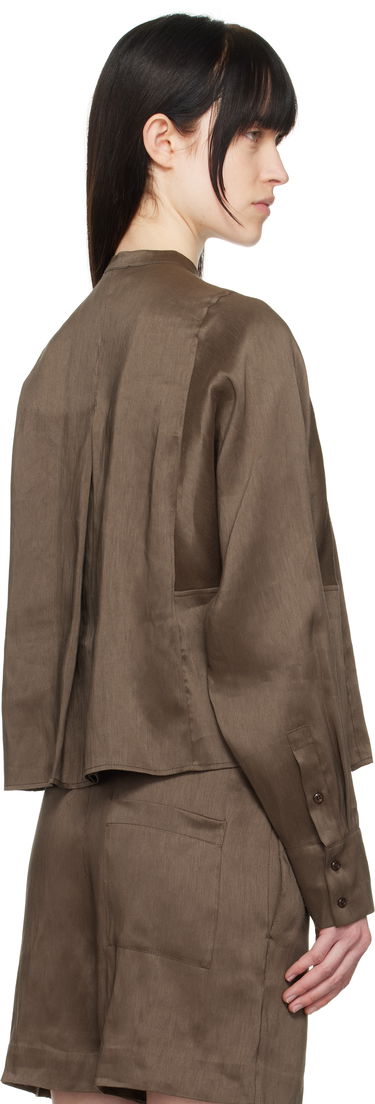 Košulja Loulou de Saison Loulou de Saison Siara Band Collar Blouse Smeđa | SIARA, 2
