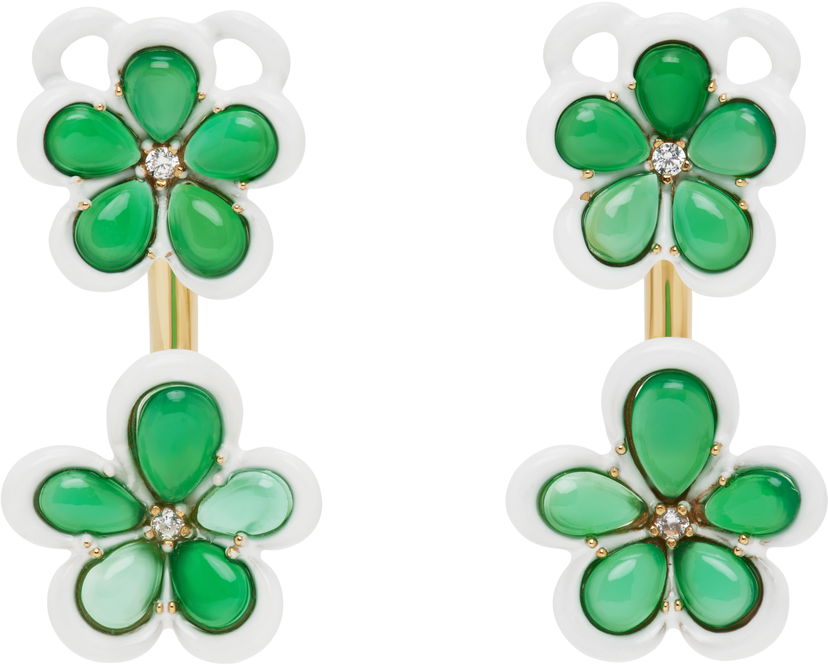 Naušnice Bottega Veneta Bottega Veneta Flower Drop Earrings Zelena | 804879 V4S71