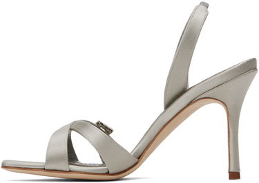 Njega cipela Manolo Blahnik Manolo Blahnik Ramisli Satin Heeled Slingback Sandals Siva | 224-1700, 2