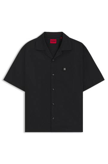 Košulja BOSS Oversized-Fit Paper-Touch Cotton Shirt Crna | 50545326