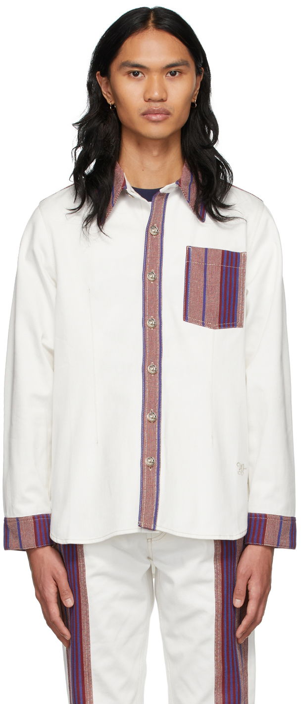 Košulja Wales Bonner Keita Denim Shirt Bijela | MS22DE01-DE02-000