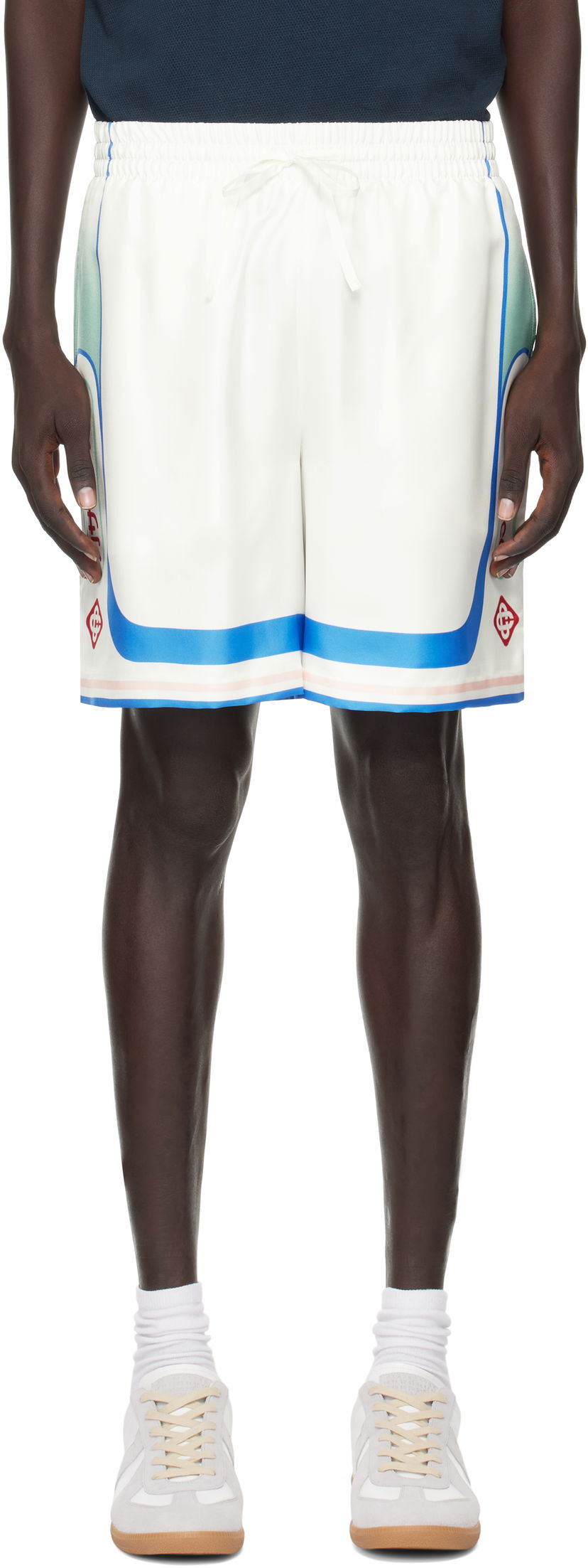 Kratke hlače Casablanca Casablanca Fuji Dream Silk Shorts Bijela | MPF25-TR-012-04