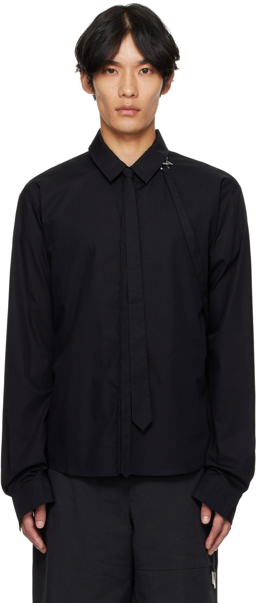 Košulja HELIOT EMIL Spectra Strap-Detail Shirt Crna | PREAW25_M_05_067_BLK01