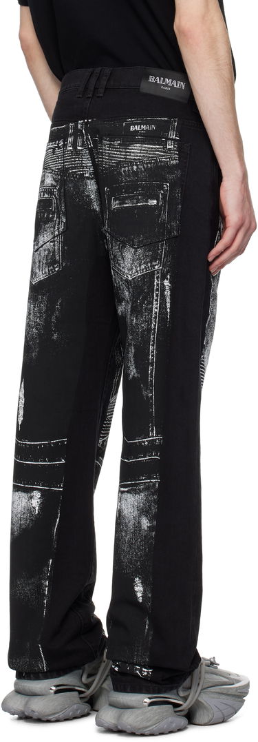 Jeans Balmain Balmain Loose-Fit Biker Print Jeans Crna | EH1ML155DF52, 2